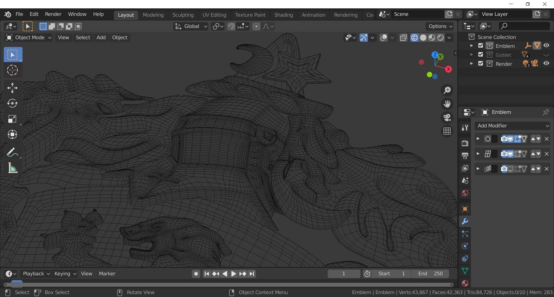 Gryffindor Goblet with Crest 3D model_28