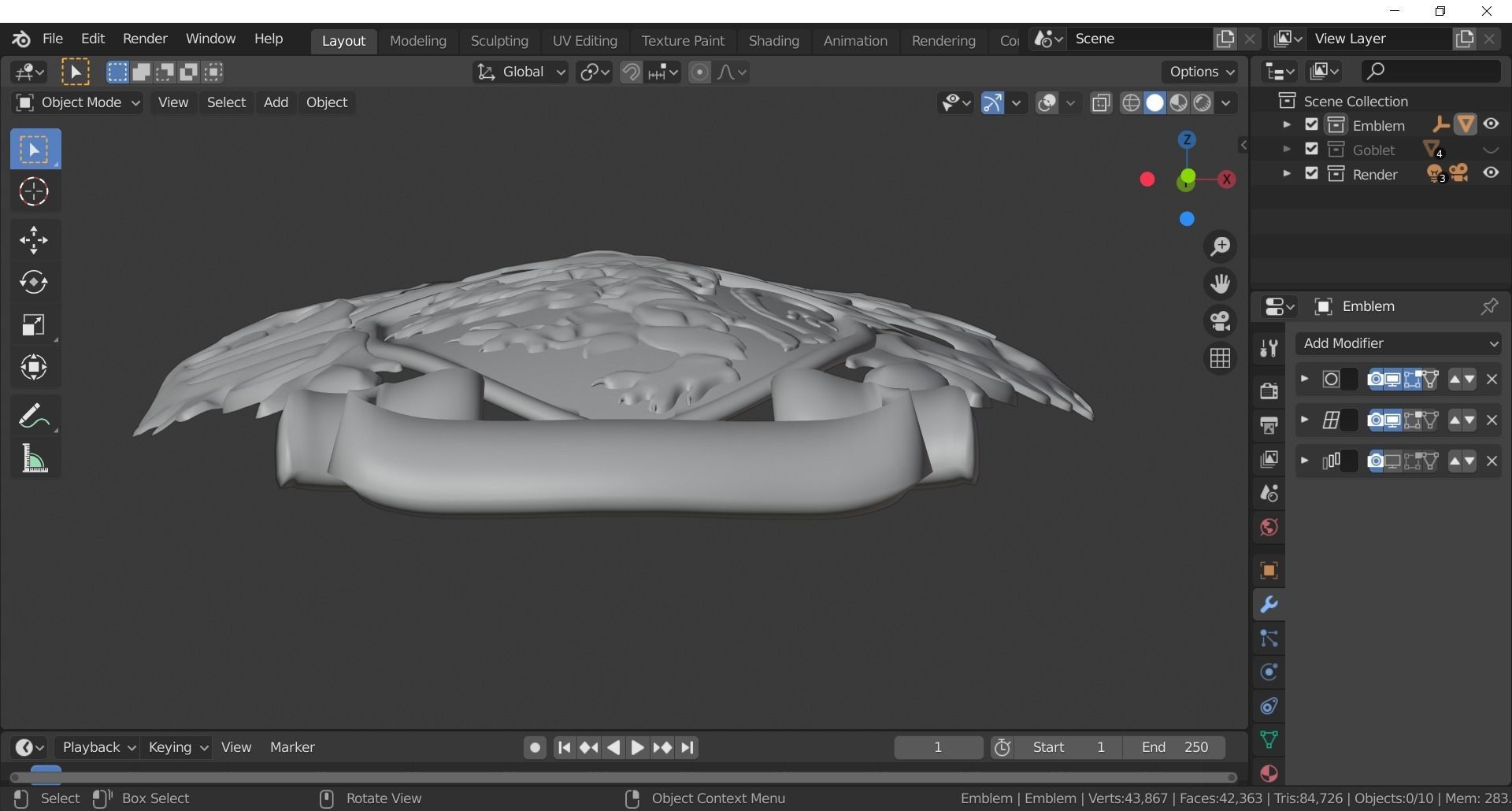 Gryffindor Goblet with Crest 3D model_21