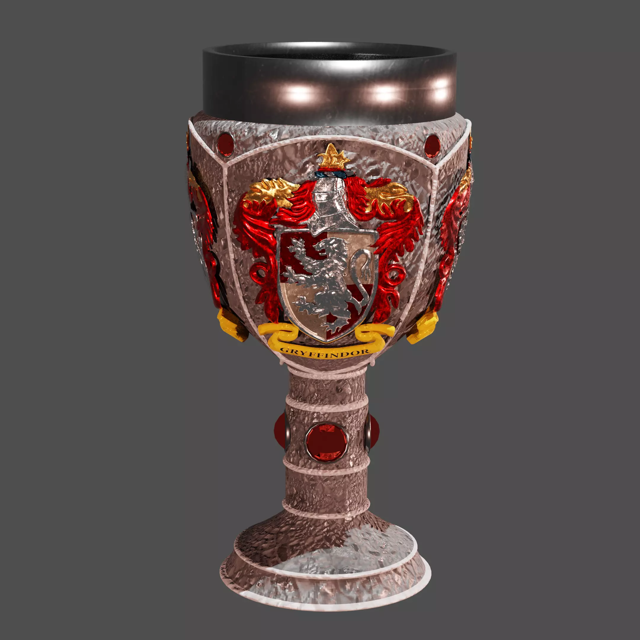 Gryffindor Goblet with Crest 3D model_0