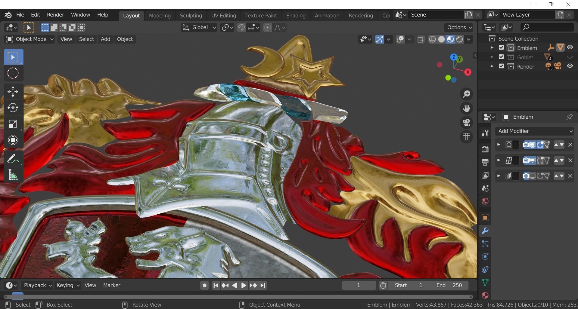 Gryffindor Goblet with Crest 3D model_27