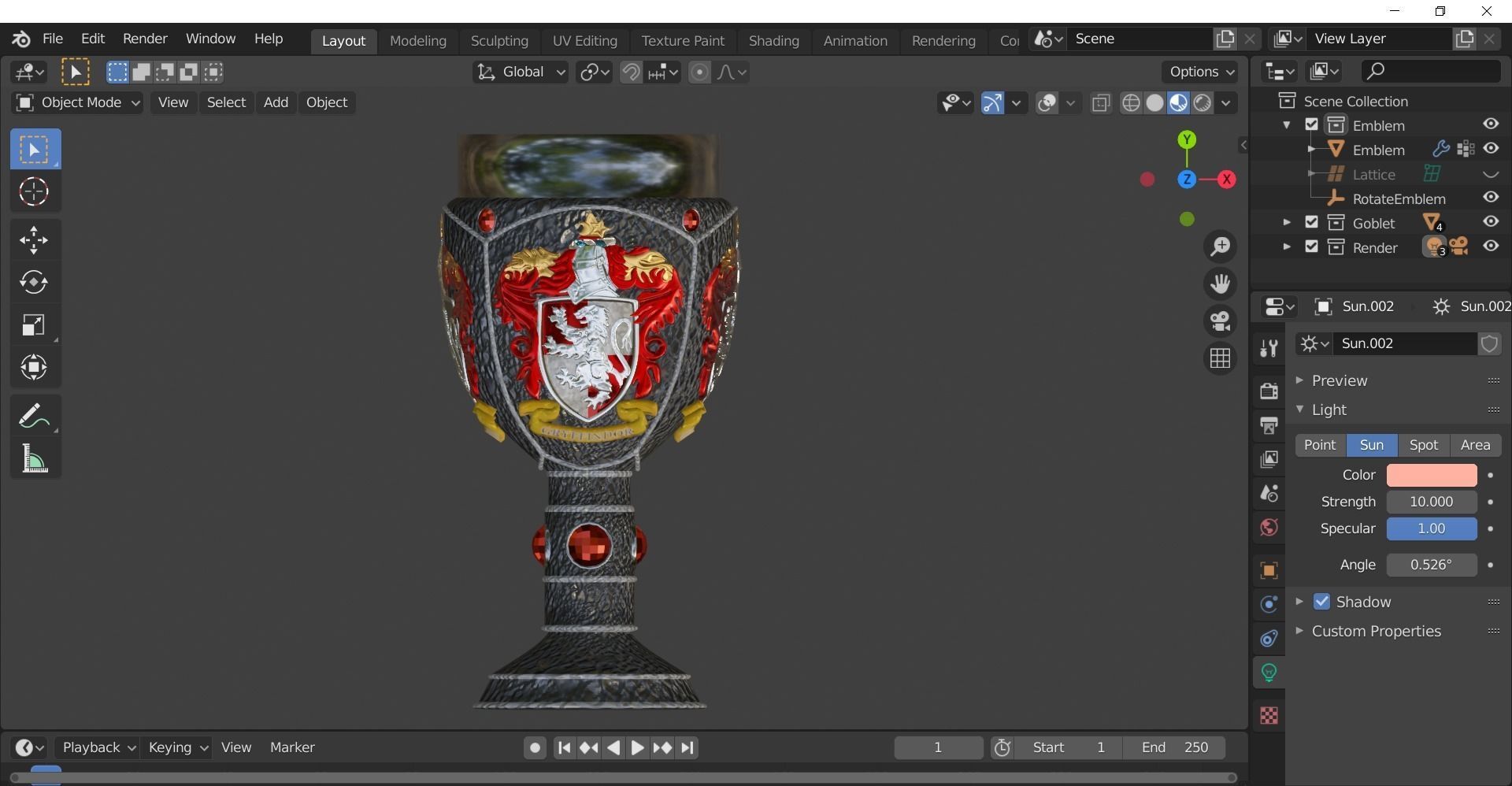 Gryffindor Goblet with Crest 3D model_1