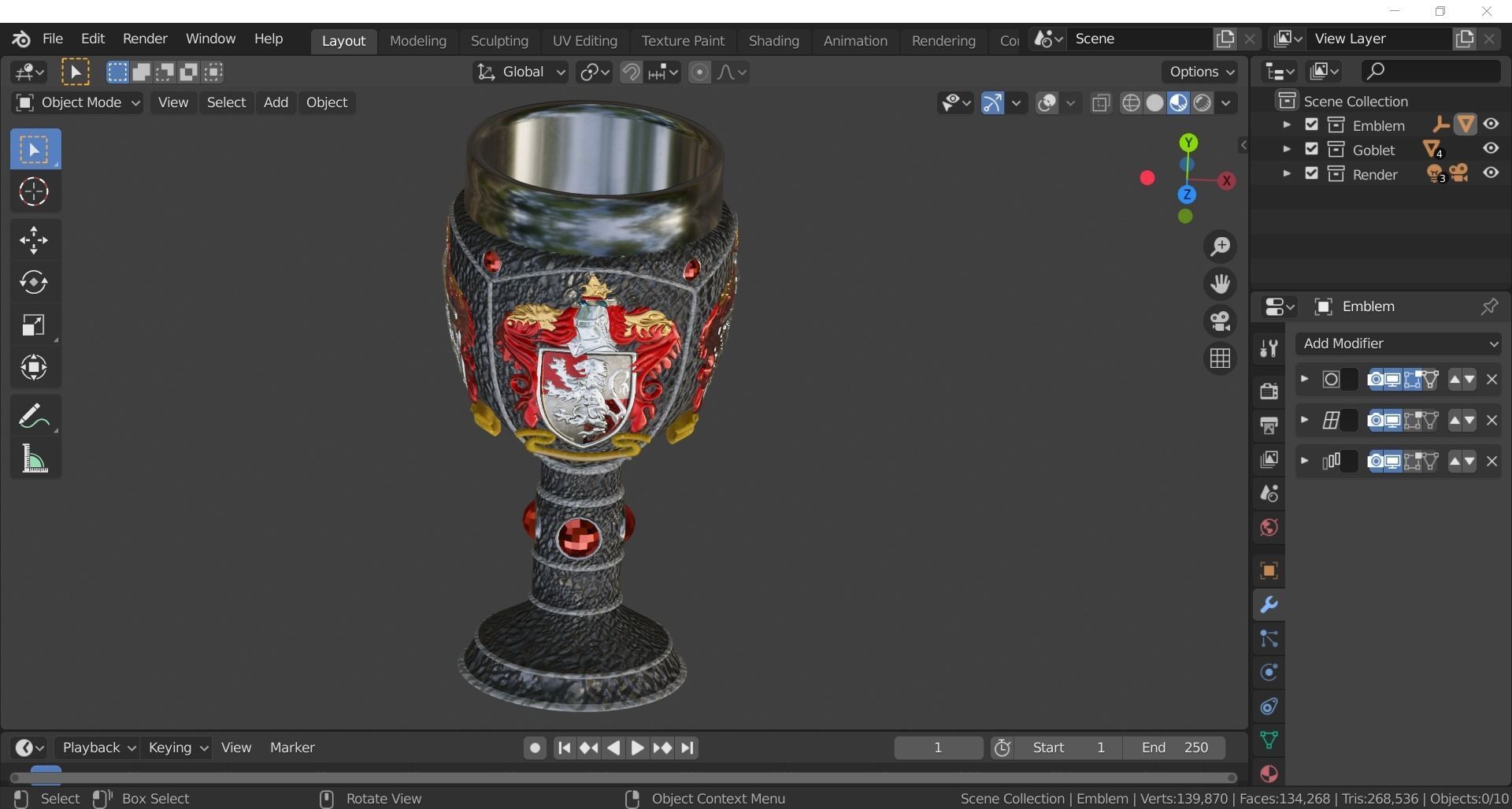 Gryffindor Goblet with Crest 3D model_31