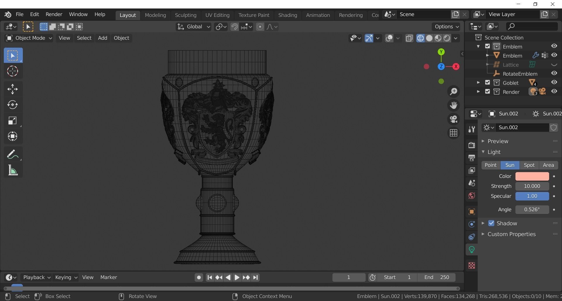 Gryffindor Goblet with Crest 3D model_7