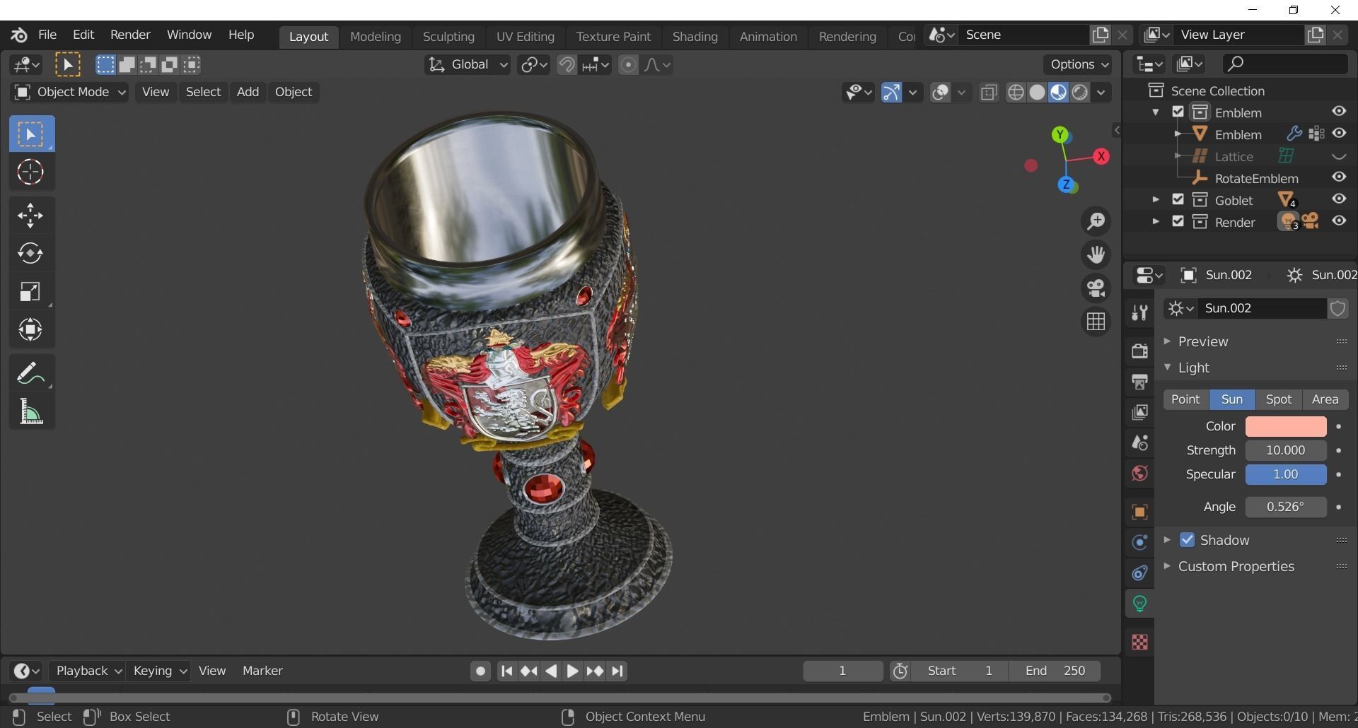 Gryffindor Goblet with Crest 3D model_8
