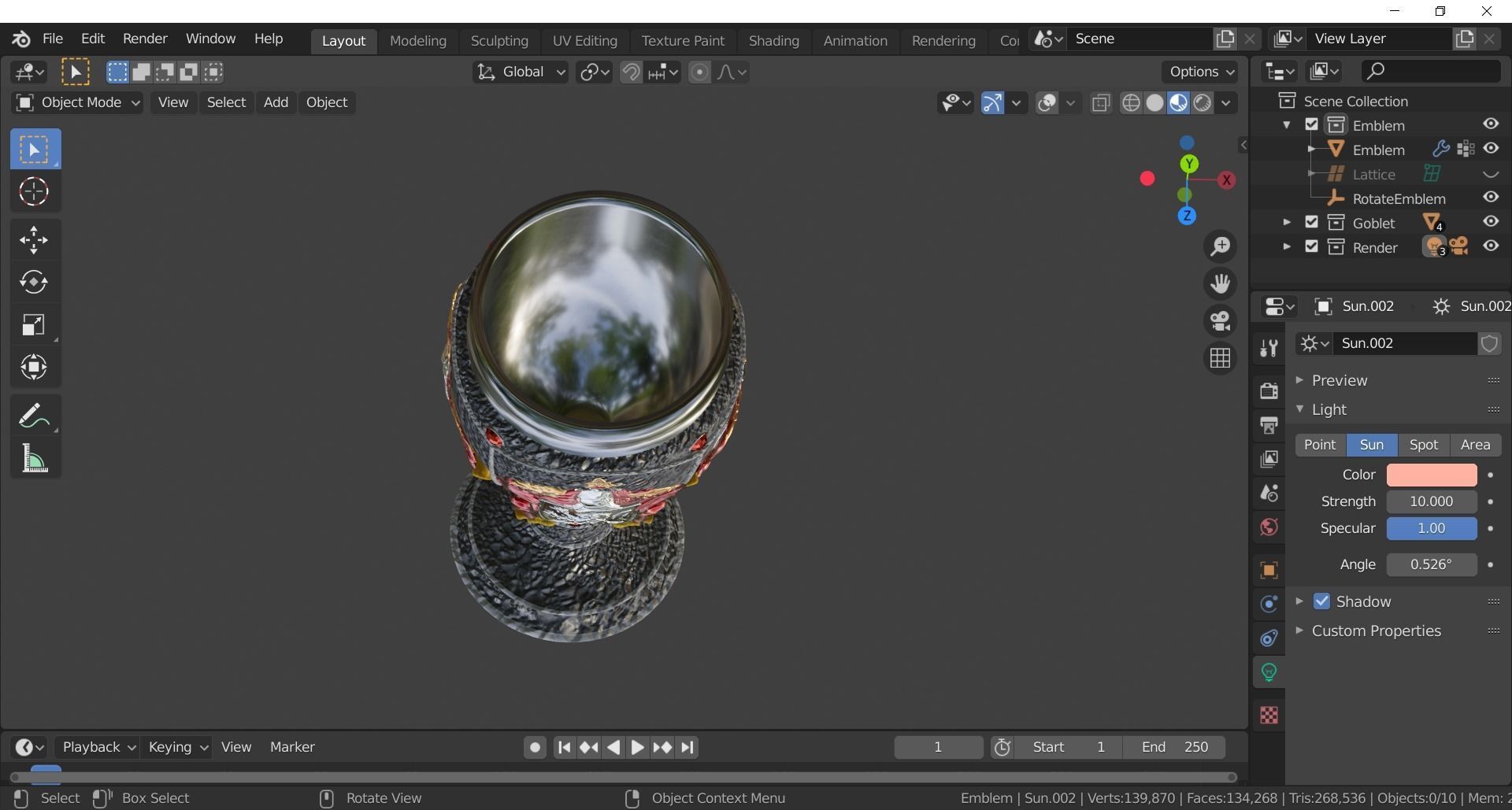 Gryffindor Goblet with Crest 3D model_12