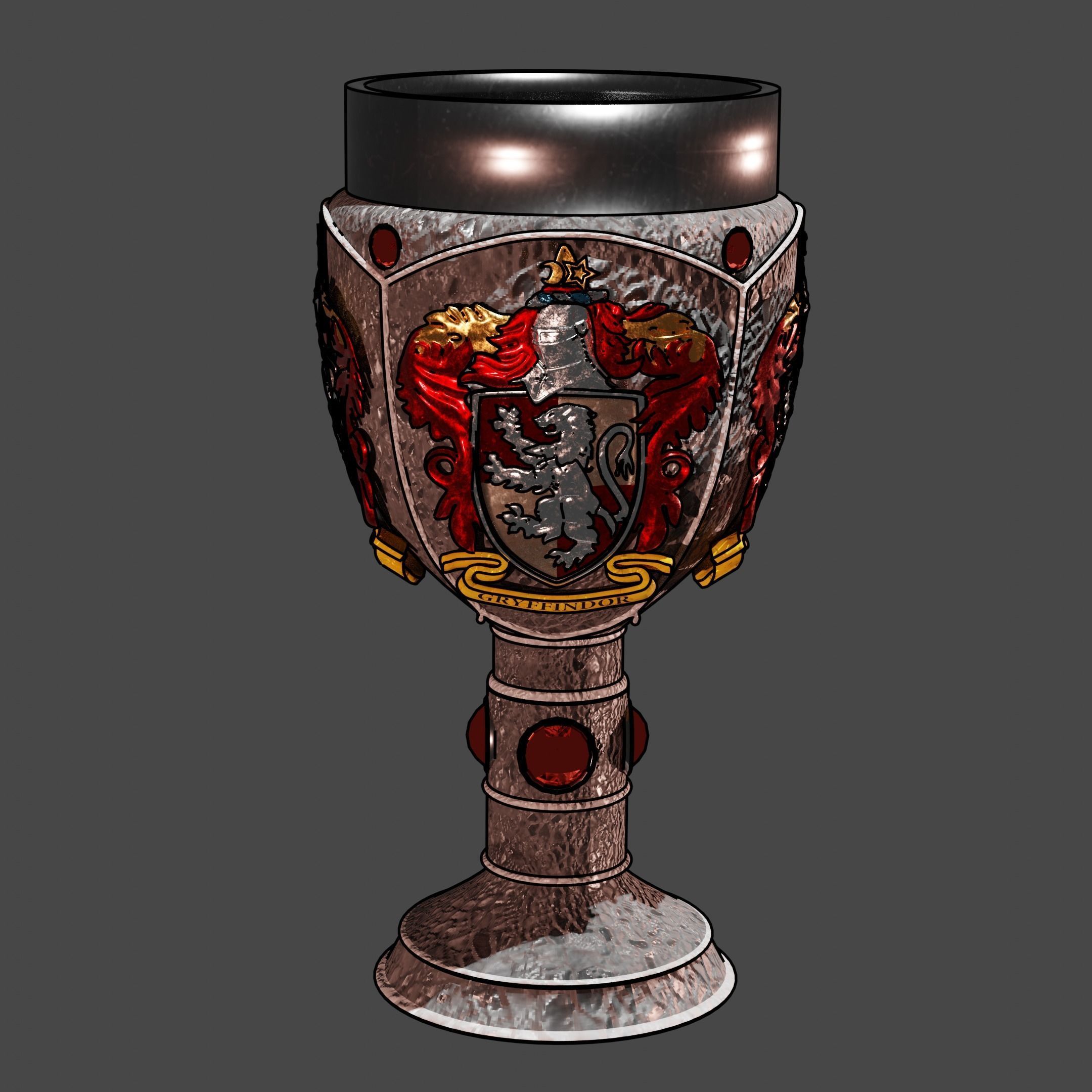 Gryffindor Goblet with Crest 3D model_32