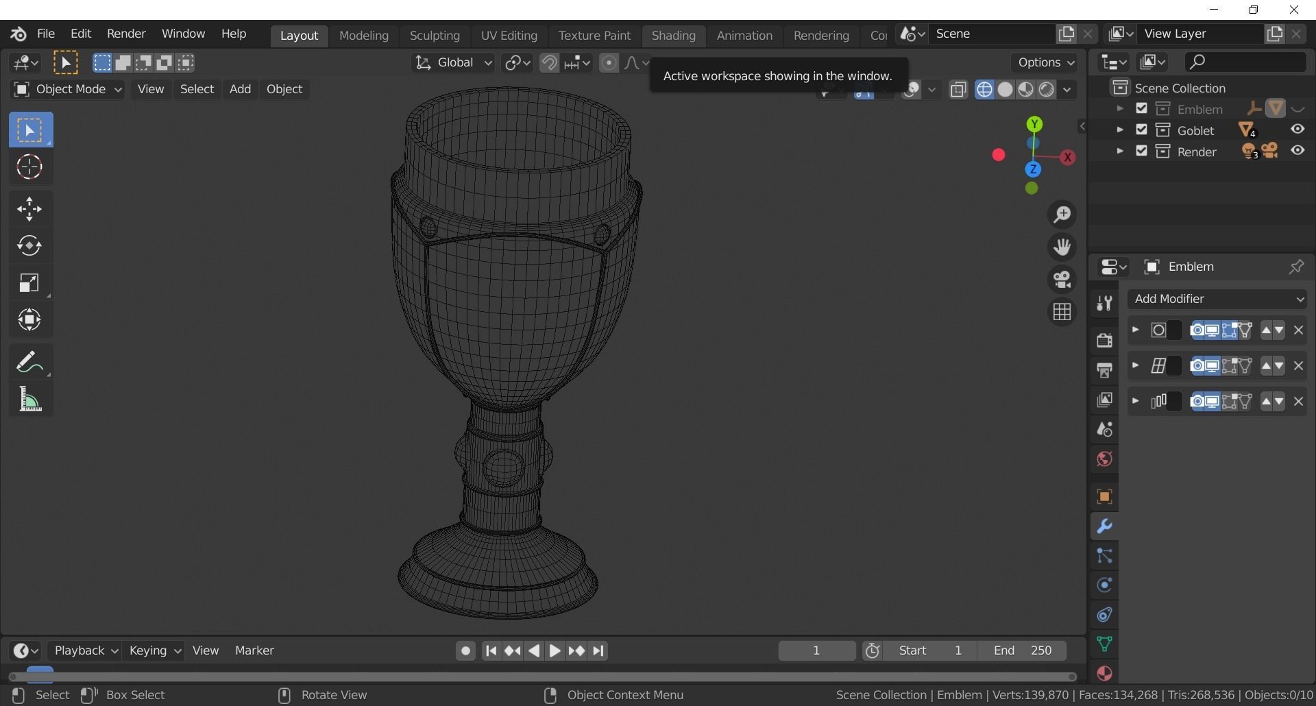 Gryffindor Goblet with Crest 3D model_30