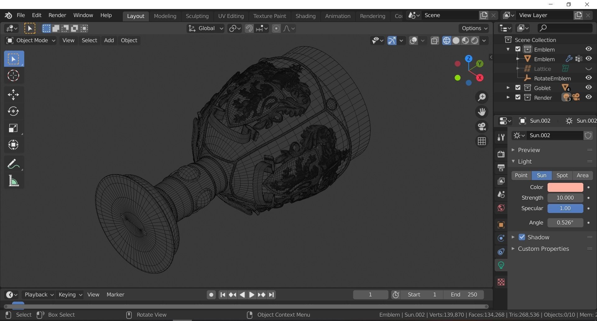 Gryffindor Goblet with Crest 3D model_5