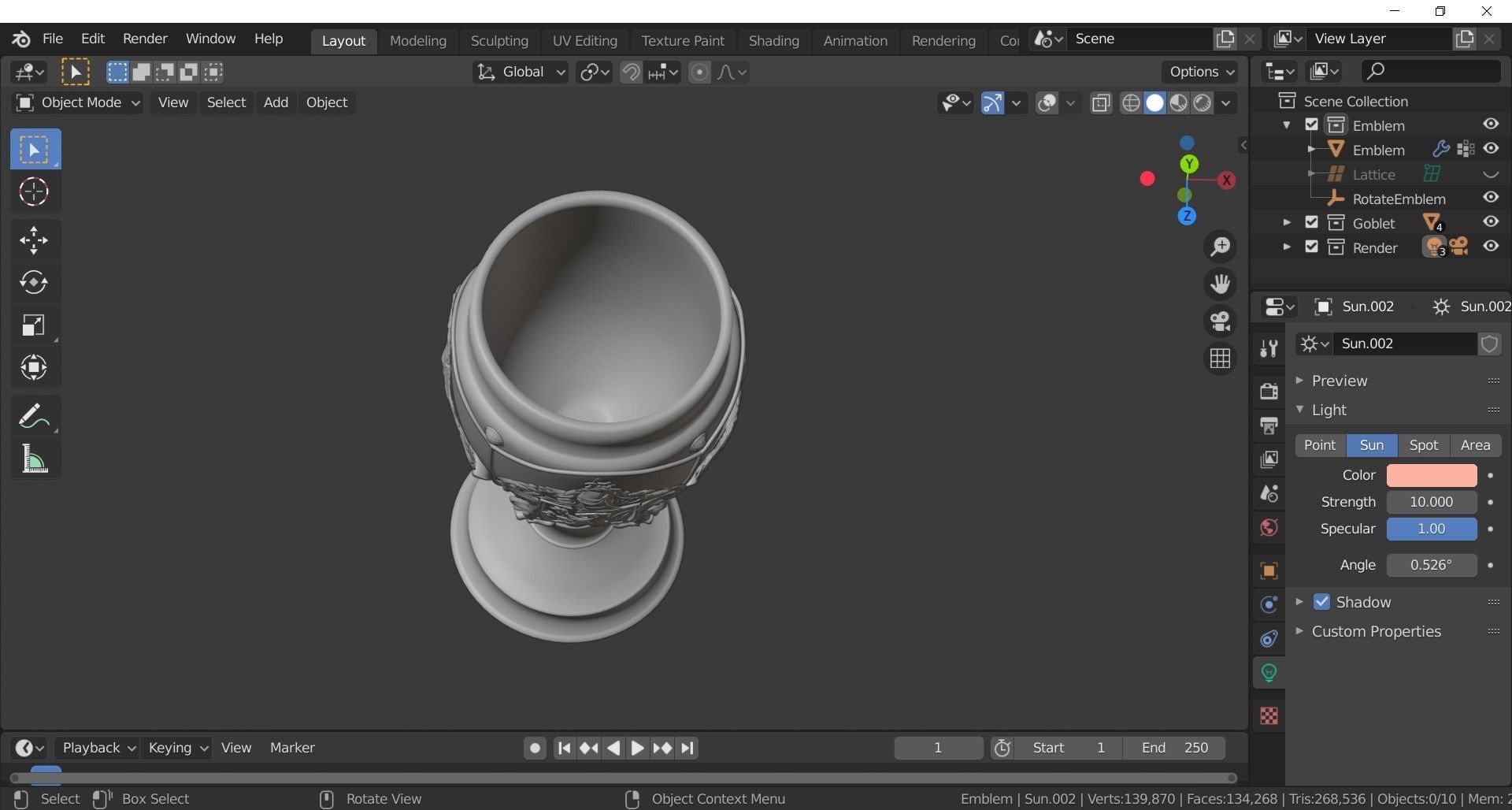 Gryffindor Goblet with Crest 3D model_11