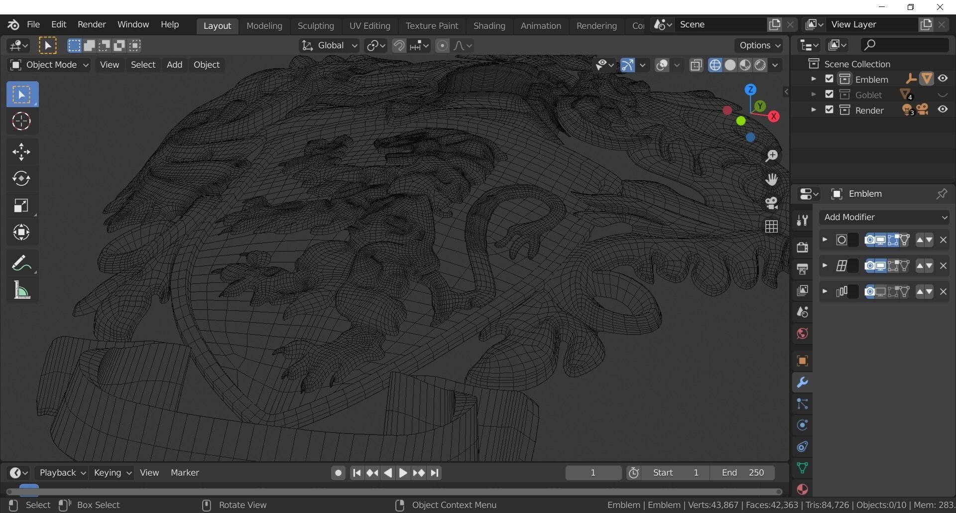 Gryffindor Goblet with Crest 3D model_26