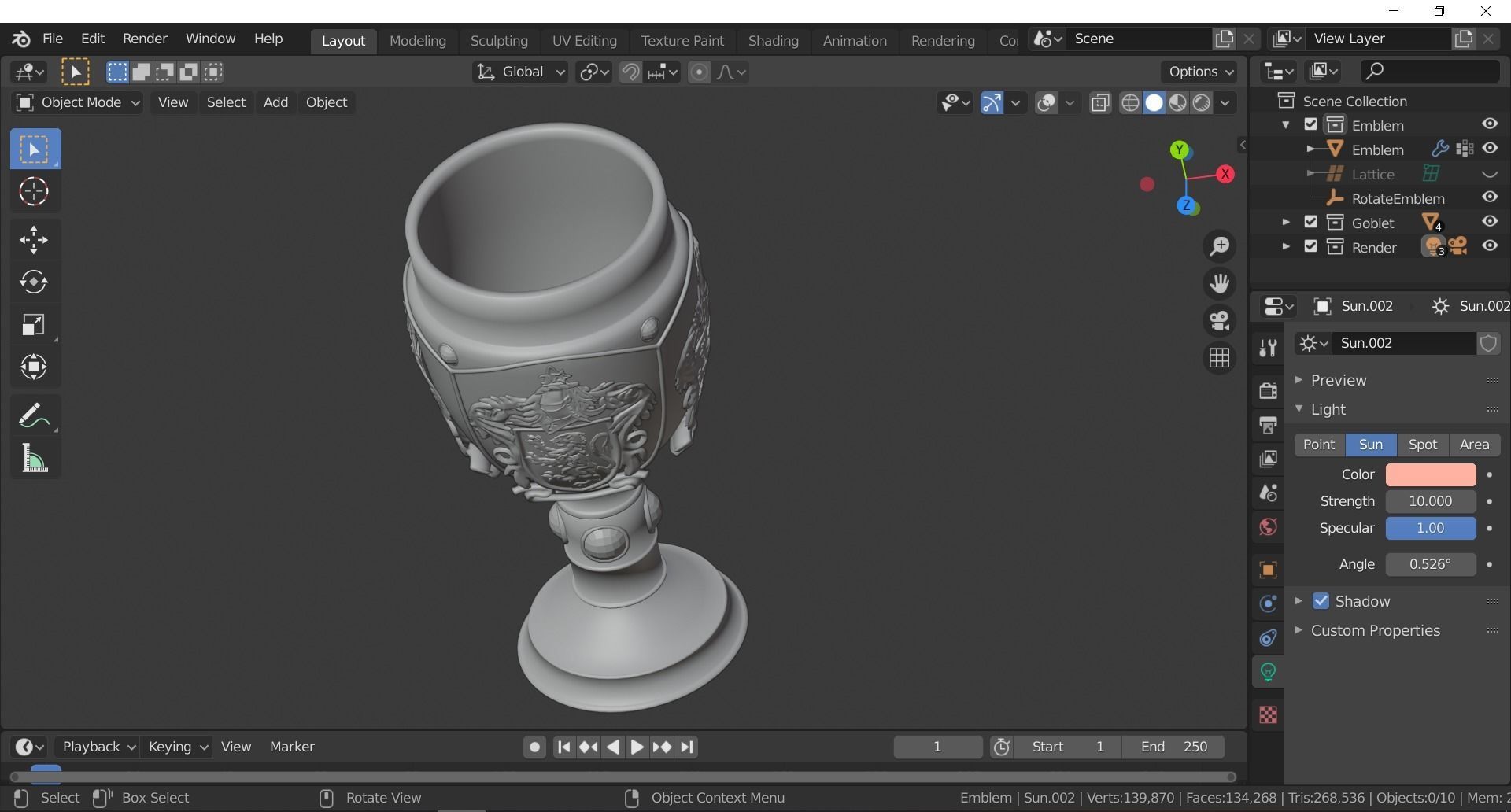 Gryffindor Goblet with Crest 3D model_10