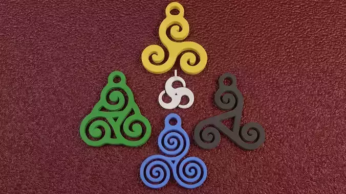 3d Printable Triskelion Triple Spiral Pendant Collection 