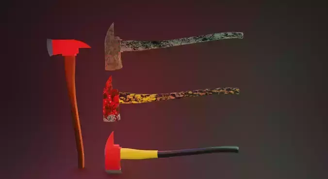 Fire Axe with 4 diffrent textures Low-poly 3D model