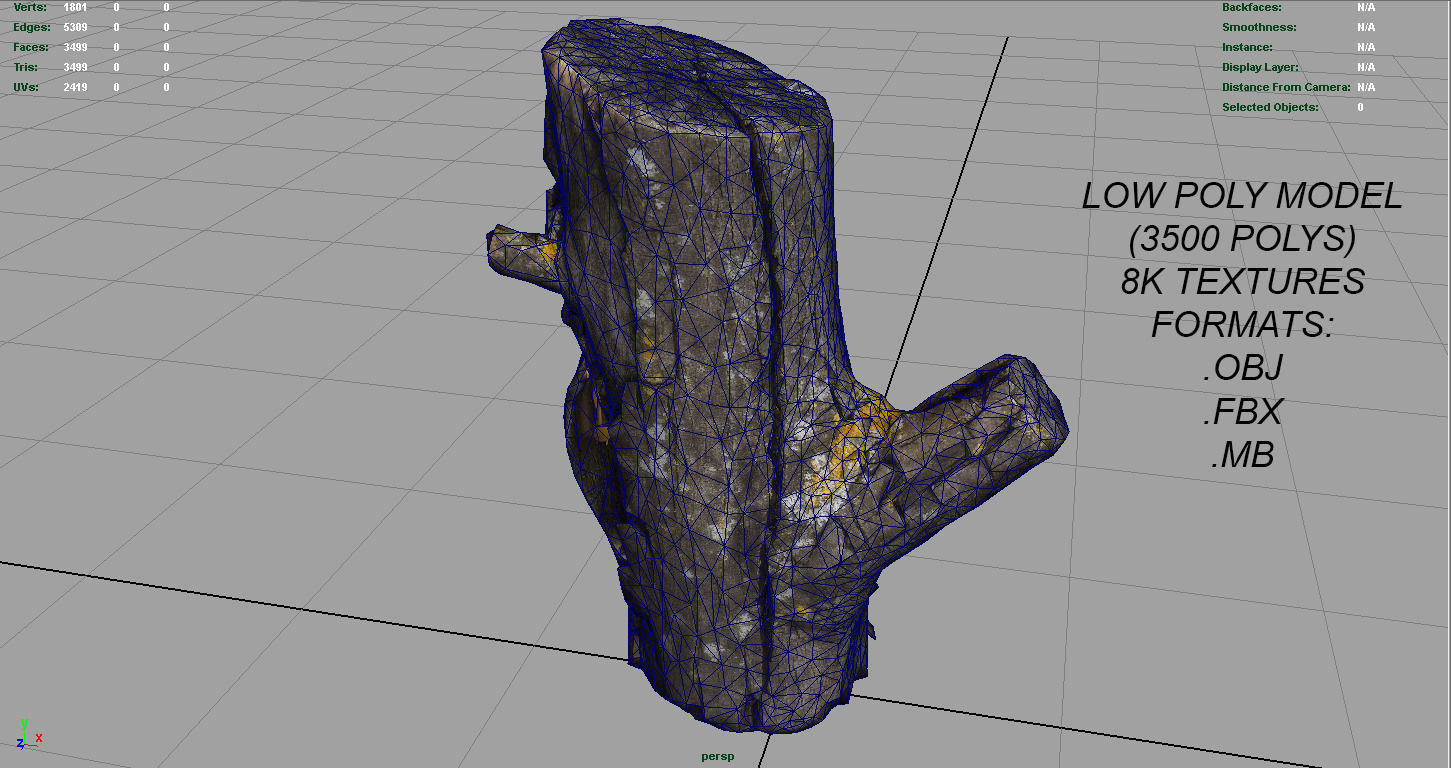 Wood Log 4 Low-poly 3D model_10