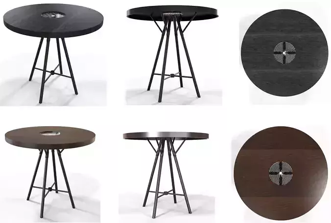 Umbrella Round Table Low-poly 3D model