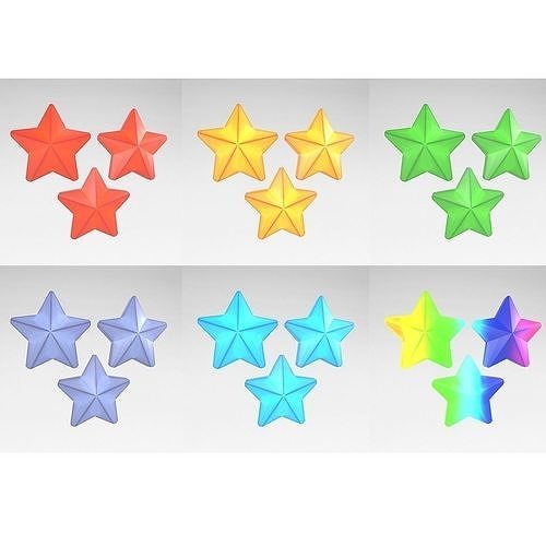 Three Star Pack Low-poly 3D model