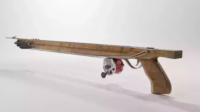 Wooden Speargun Low-poly 3D model
