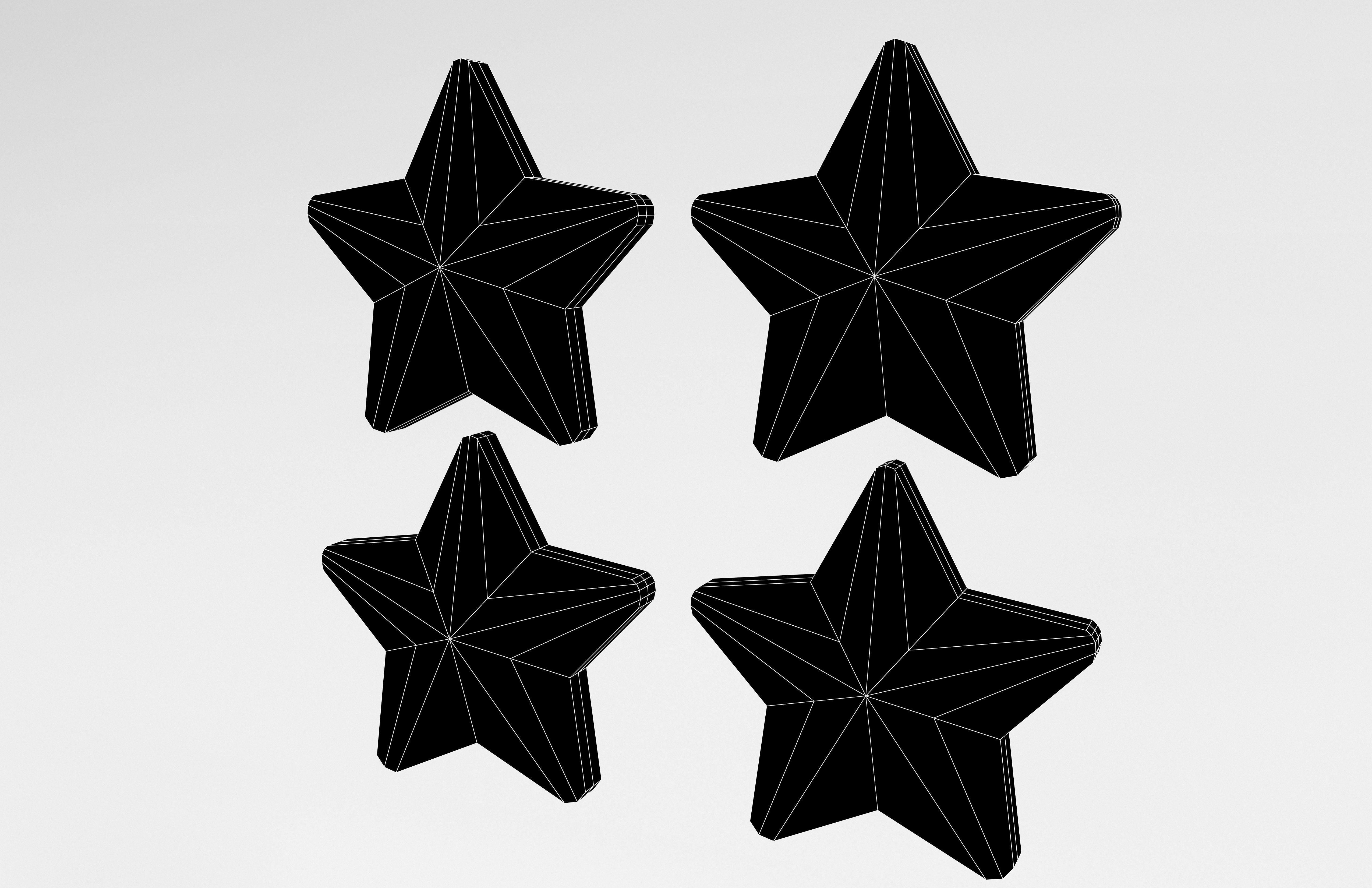 Four Star Pack Low-poly 3D model_3