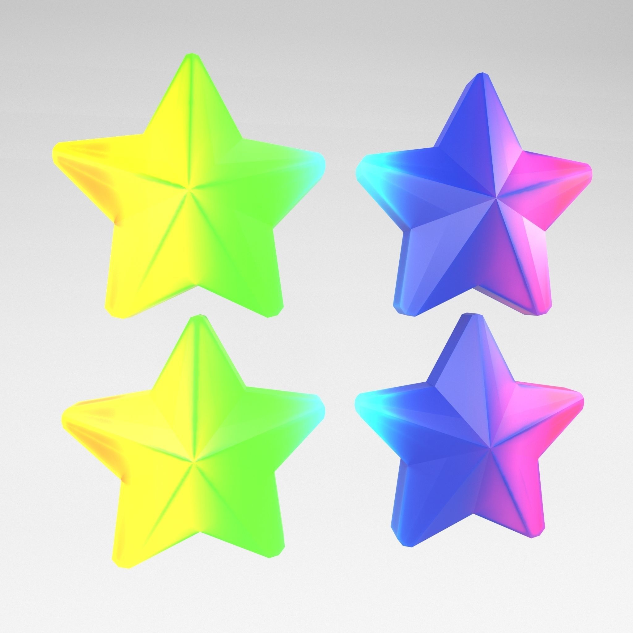 Four Star Pack Low-poly 3D model_26