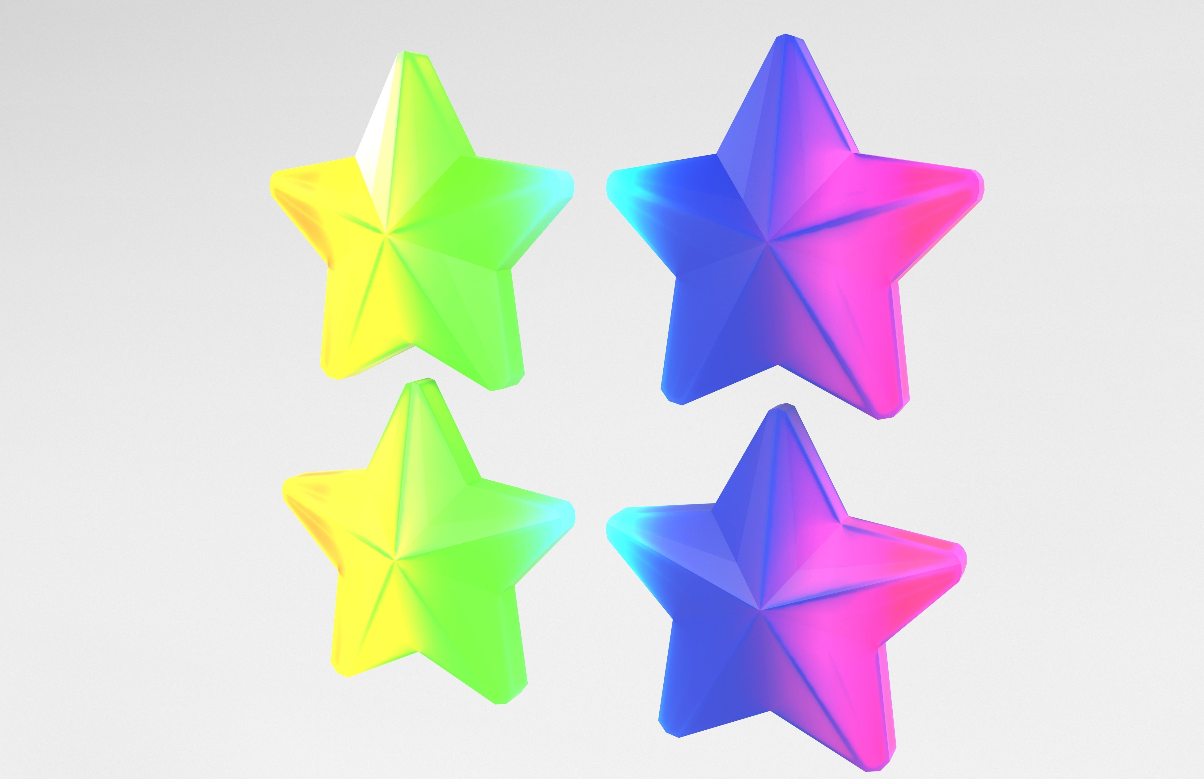 Four Star Pack Low-poly 3D model_25