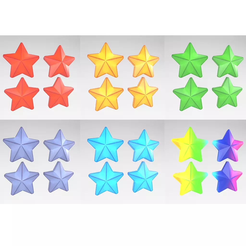 Four Star Pack Low-poly 3D model_0