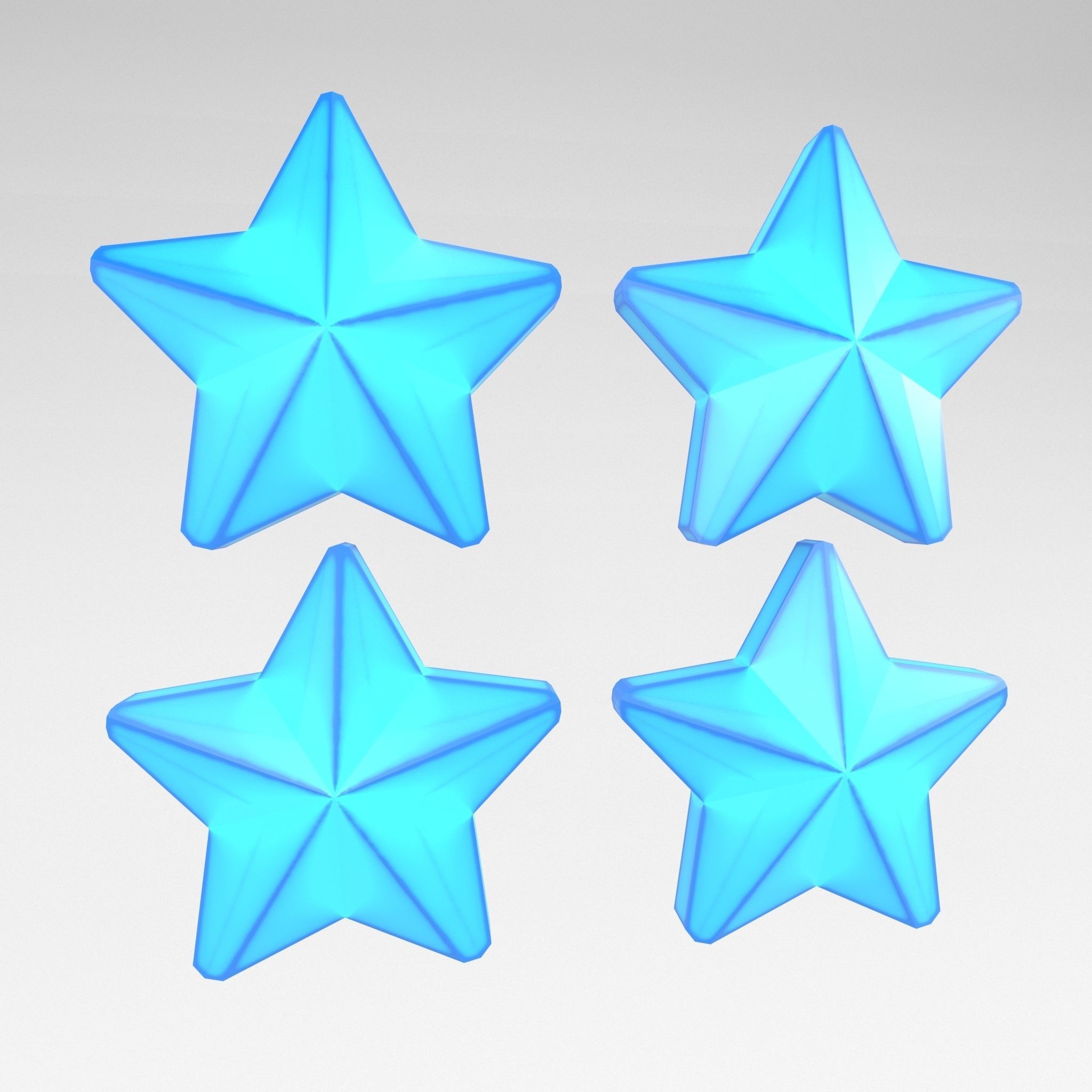 Four Star Pack Low-poly 3D model_14