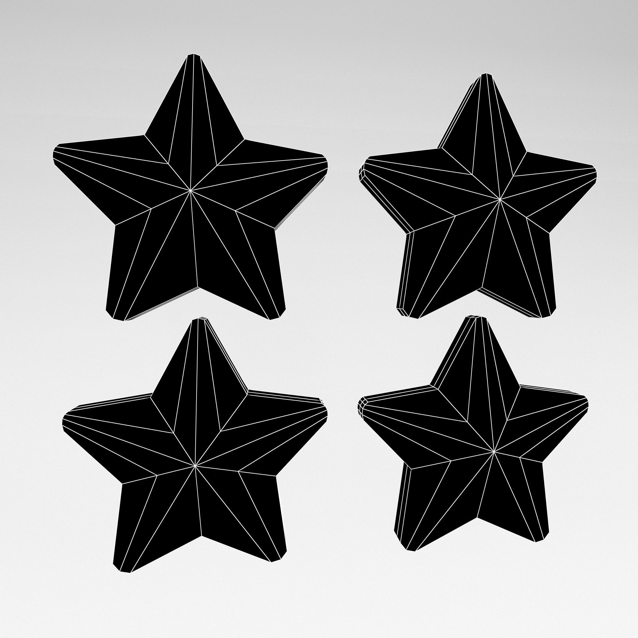 Four Star Pack Low-poly 3D model_1