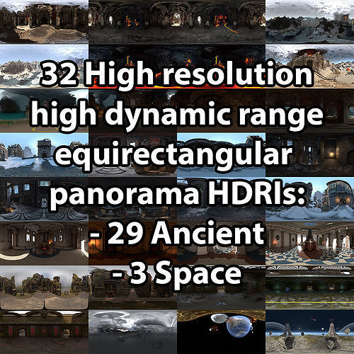 32 HDRIs - Ancient and Space - 8192x4096x32bit hdr Texture
