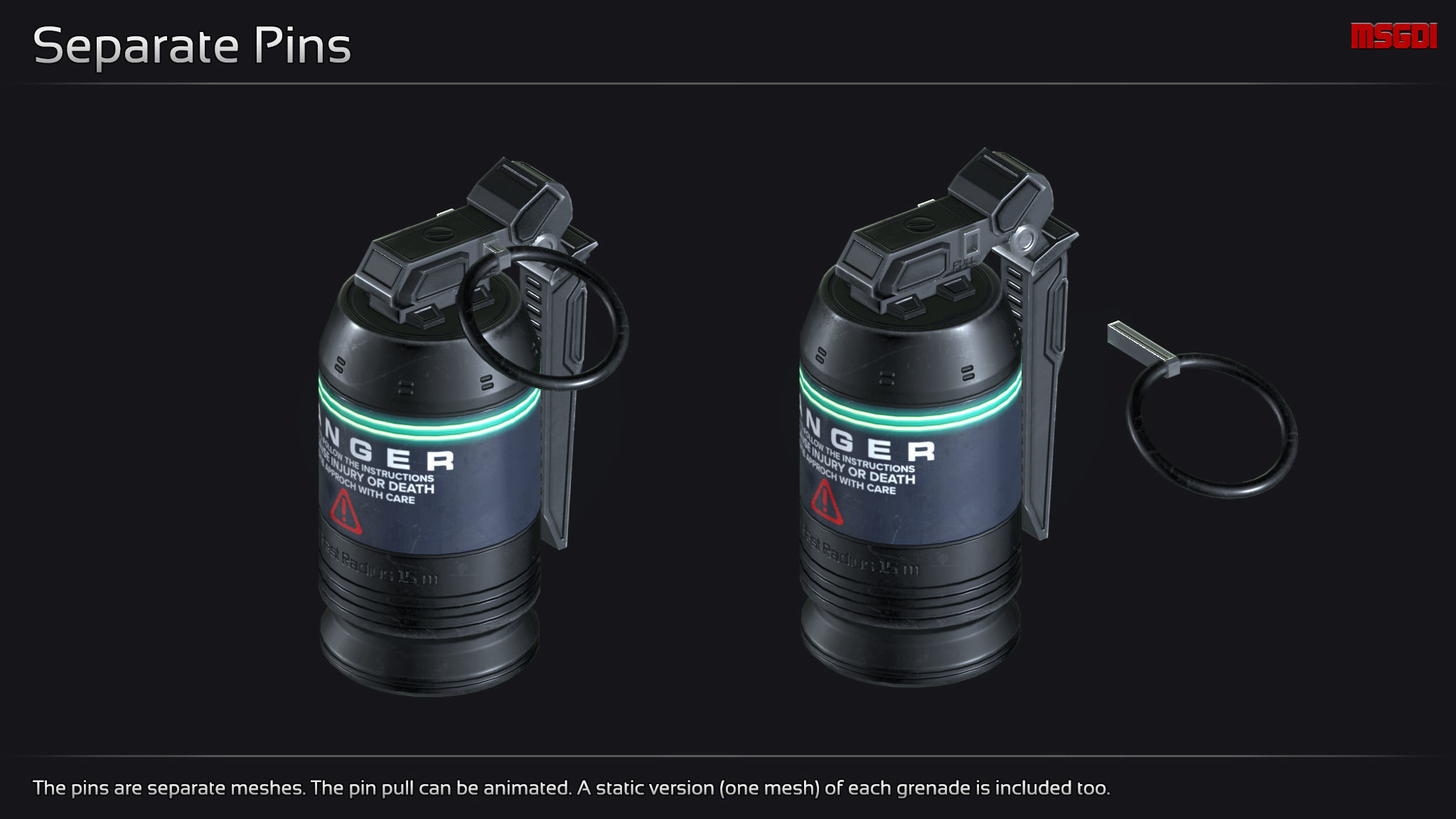 Scifi Hand Grenade Collection Low-poly 3D model_6