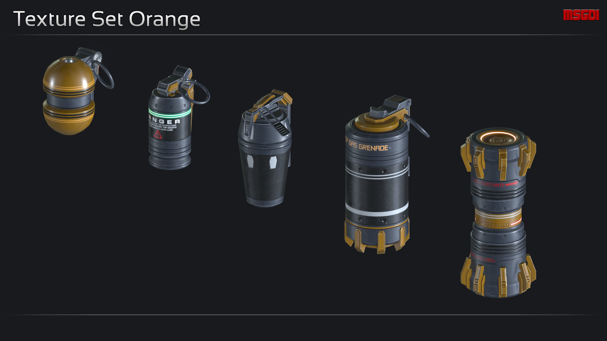 Scifi Hand Grenade Collection Low-poly 3D model_10