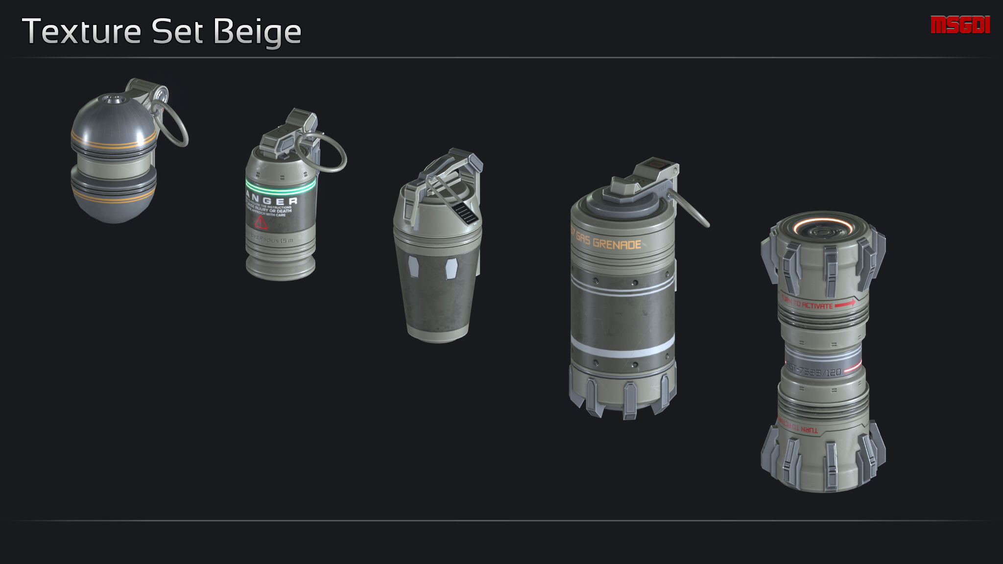 Scifi Hand Grenade Collection Low-poly 3D model_9