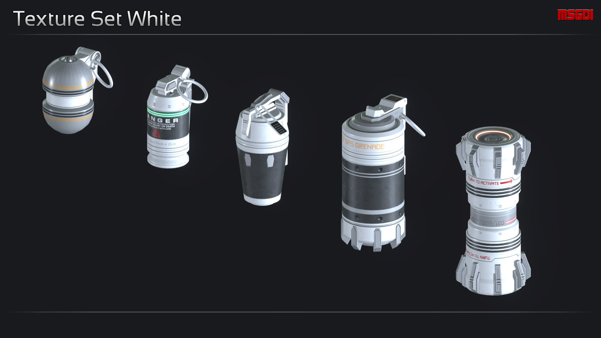 Scifi Hand Grenade Collection Low-poly 3D model_12