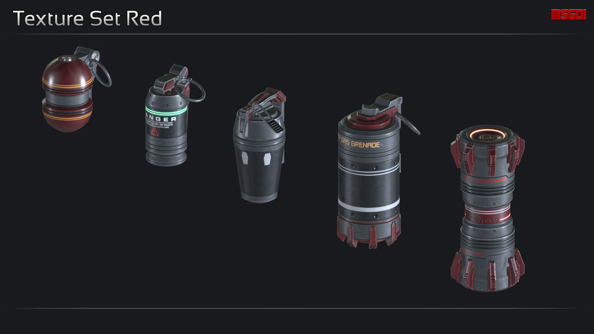 Scifi Hand Grenade Collection Low-poly 3D model_11