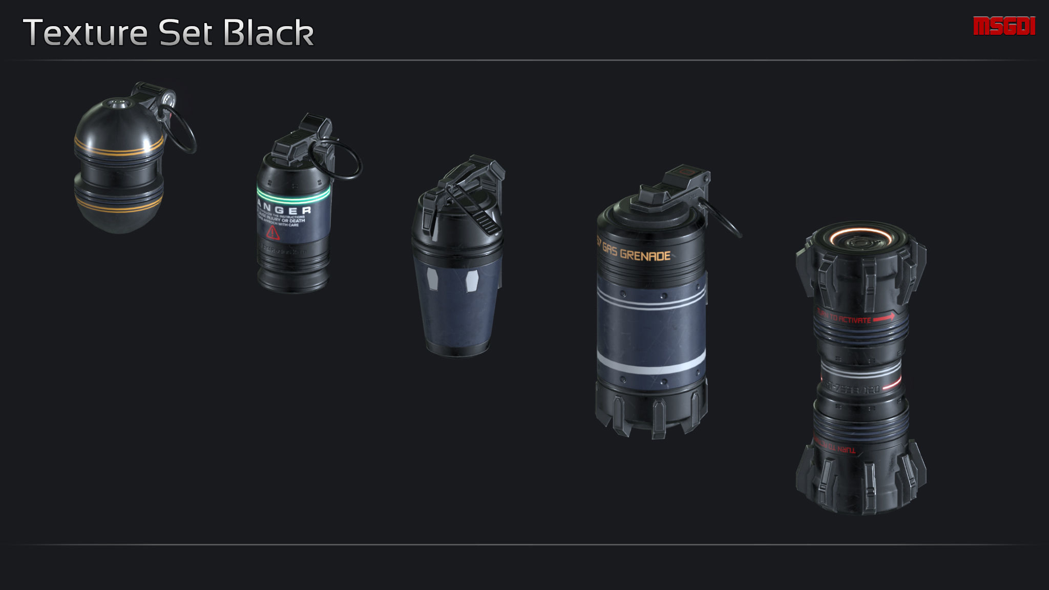 Scifi Hand Grenade Collection Low-poly 3D model_8