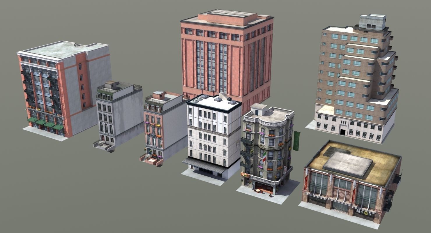 8 City Buildings 3D model_4