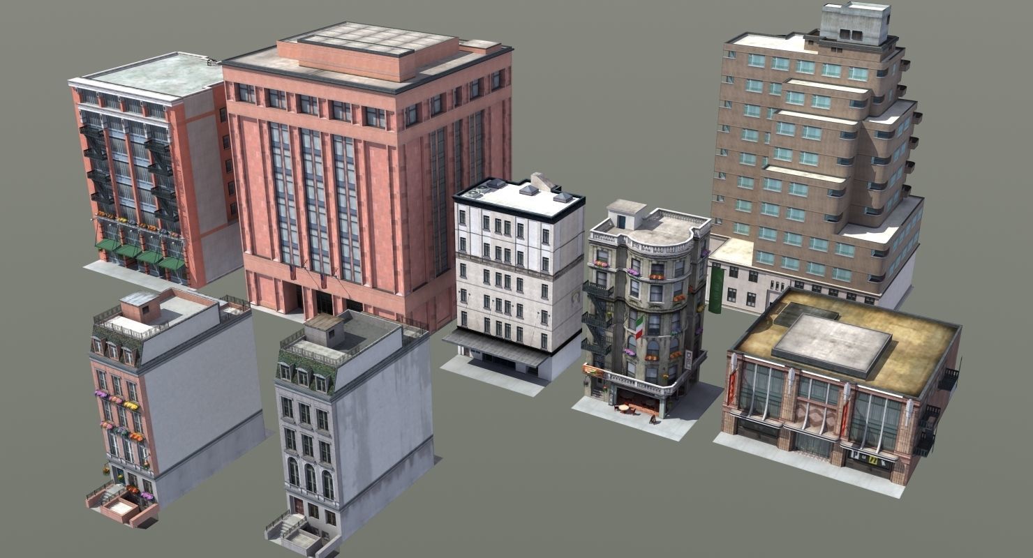 8 City Buildings 3D model_3