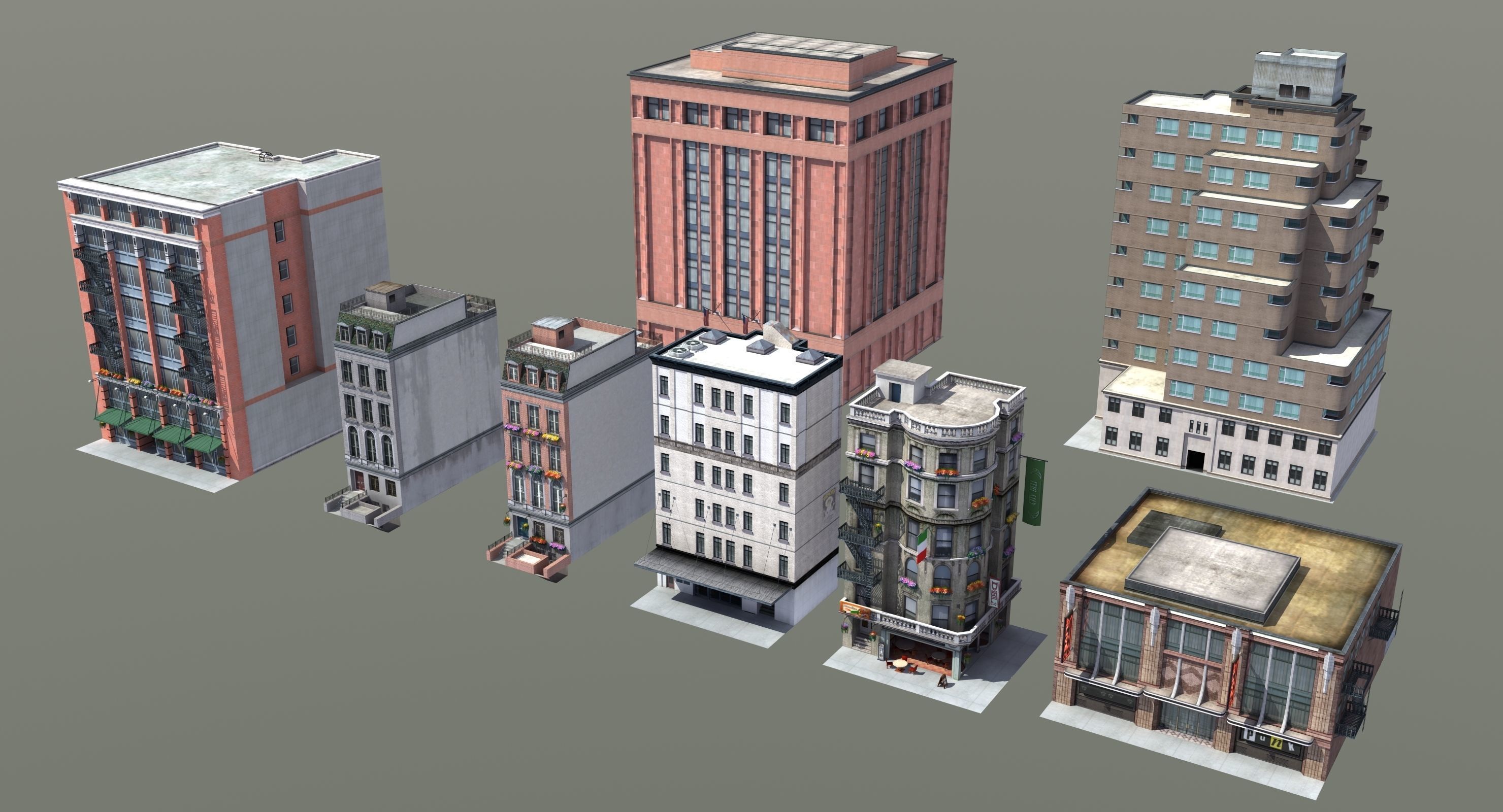 8 City Buildings 3D model_2