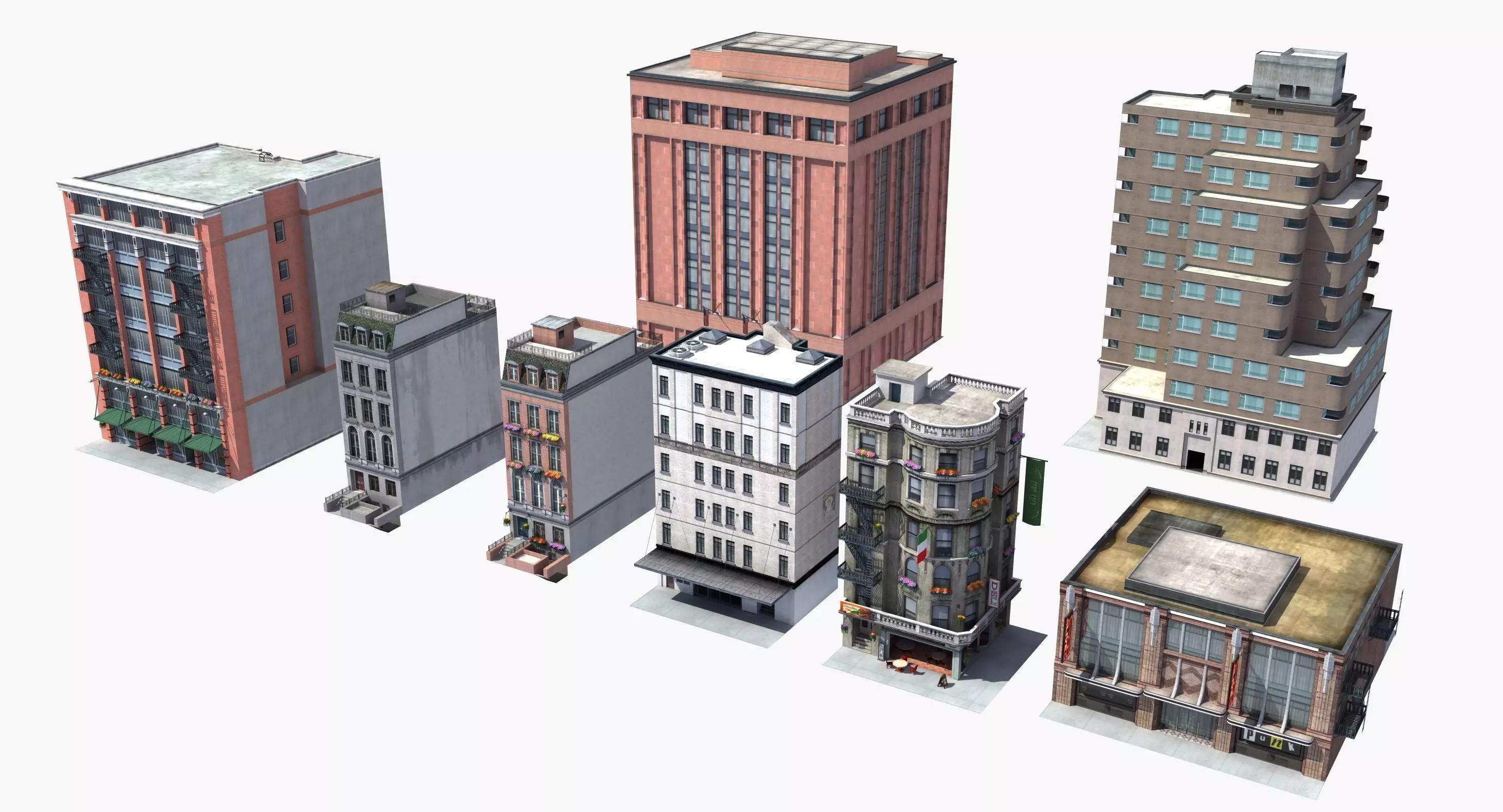 8 City Buildings 3D model_0