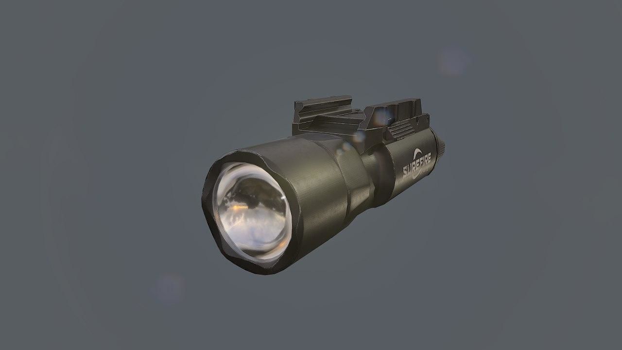 Weapon mounted light SureFire X300U-A Ultra Low-poly 3D model_13