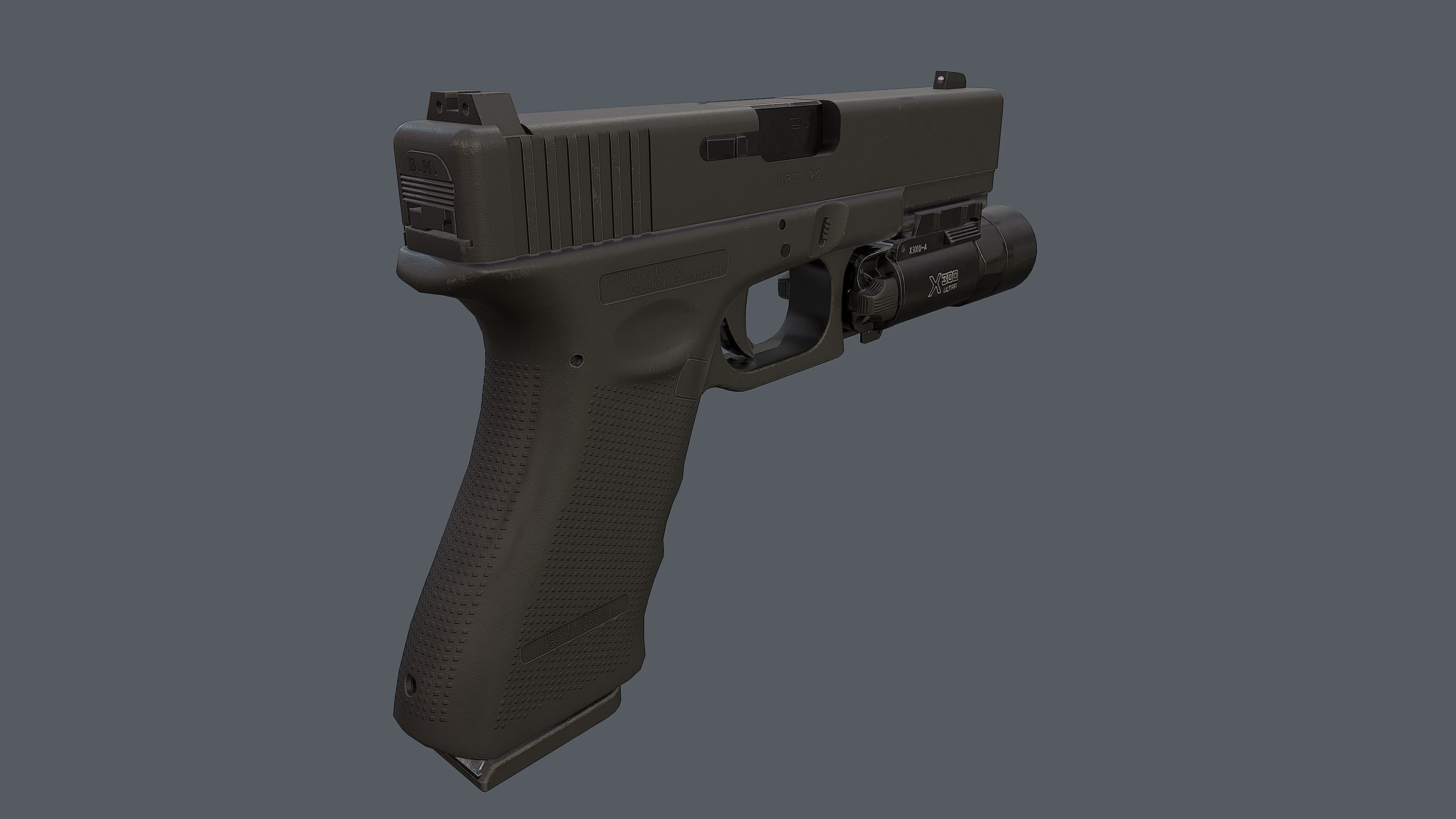 Weapon mounted light SureFire X300U-A Ultra Low-poly 3D model_16