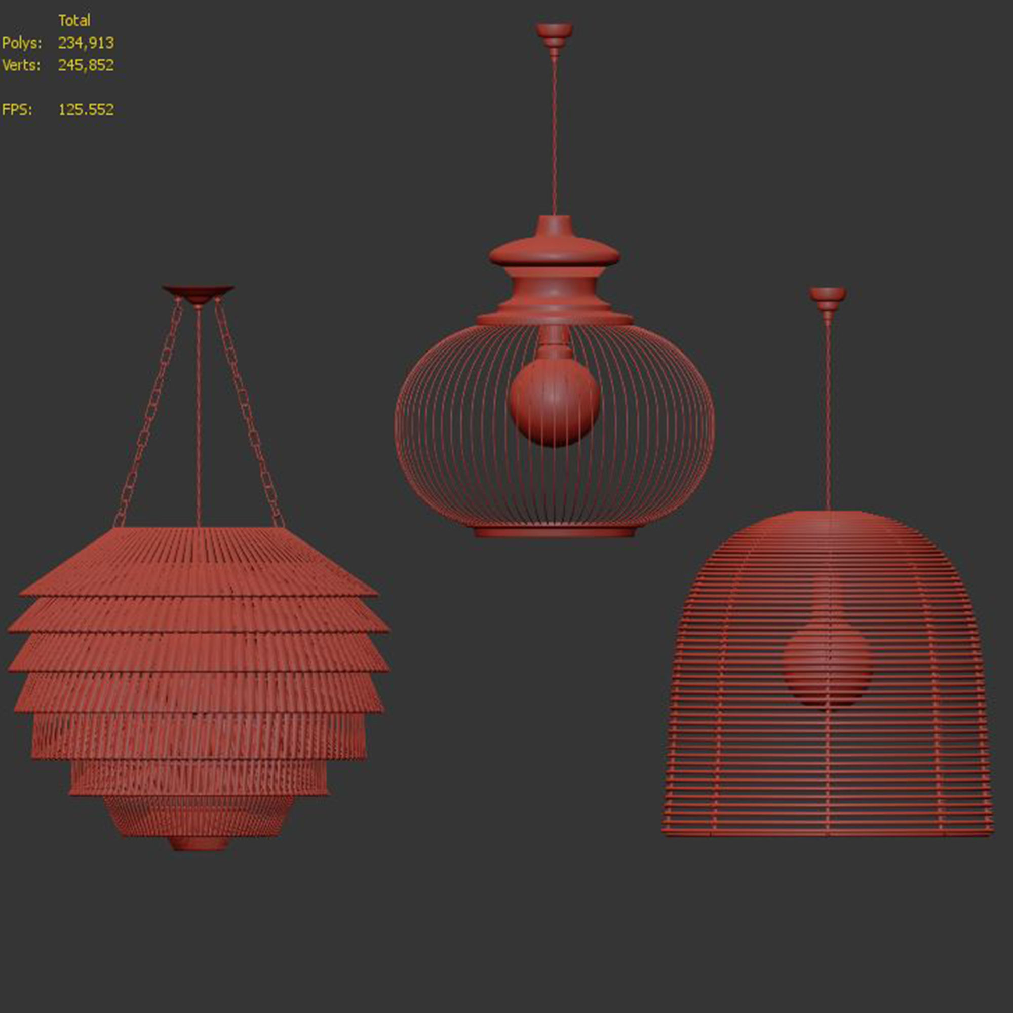 Lamp rattan bamboo outdoor 3D model_4