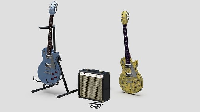 Les Paul ampli and stand 3D model