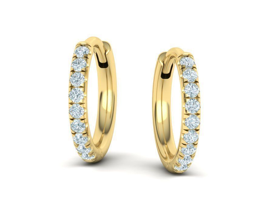 Hoop earrings French Pave setting 3dmodel 3D print model_10
