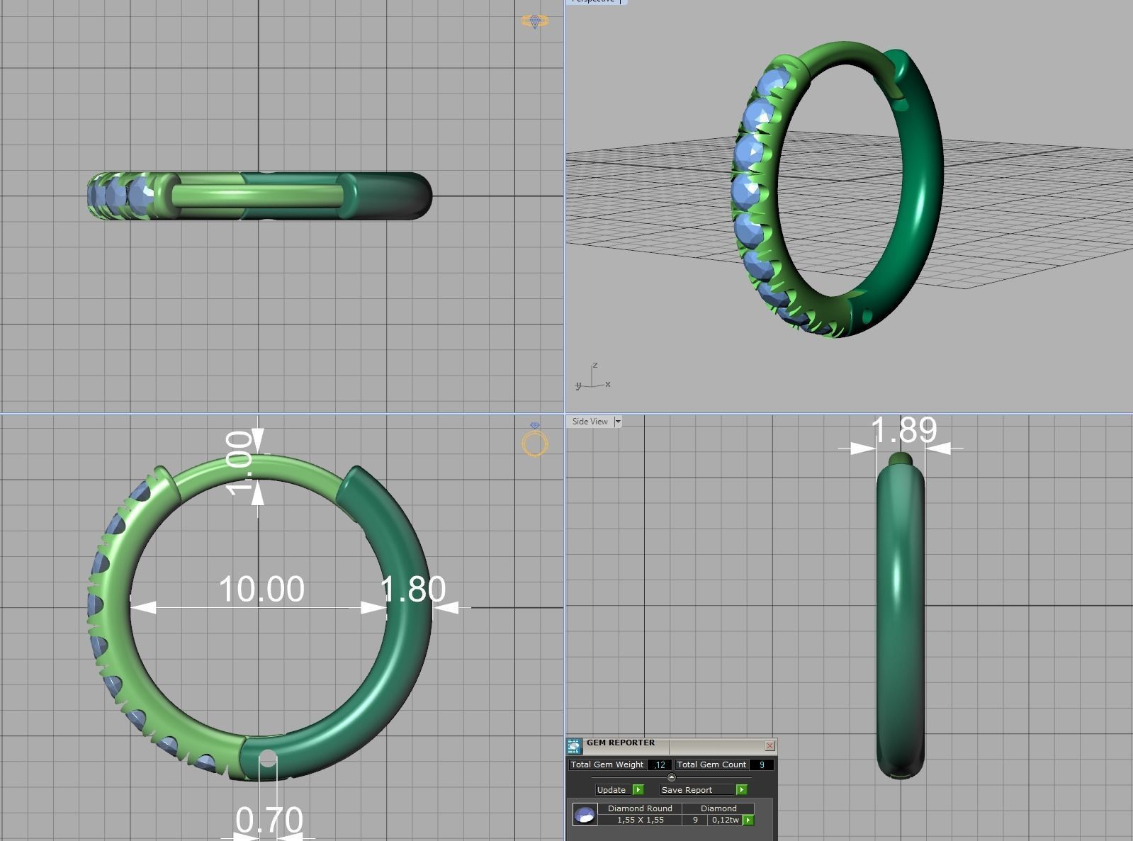 Hoop earrings French Pave setting 3dmodel 3D print model_3