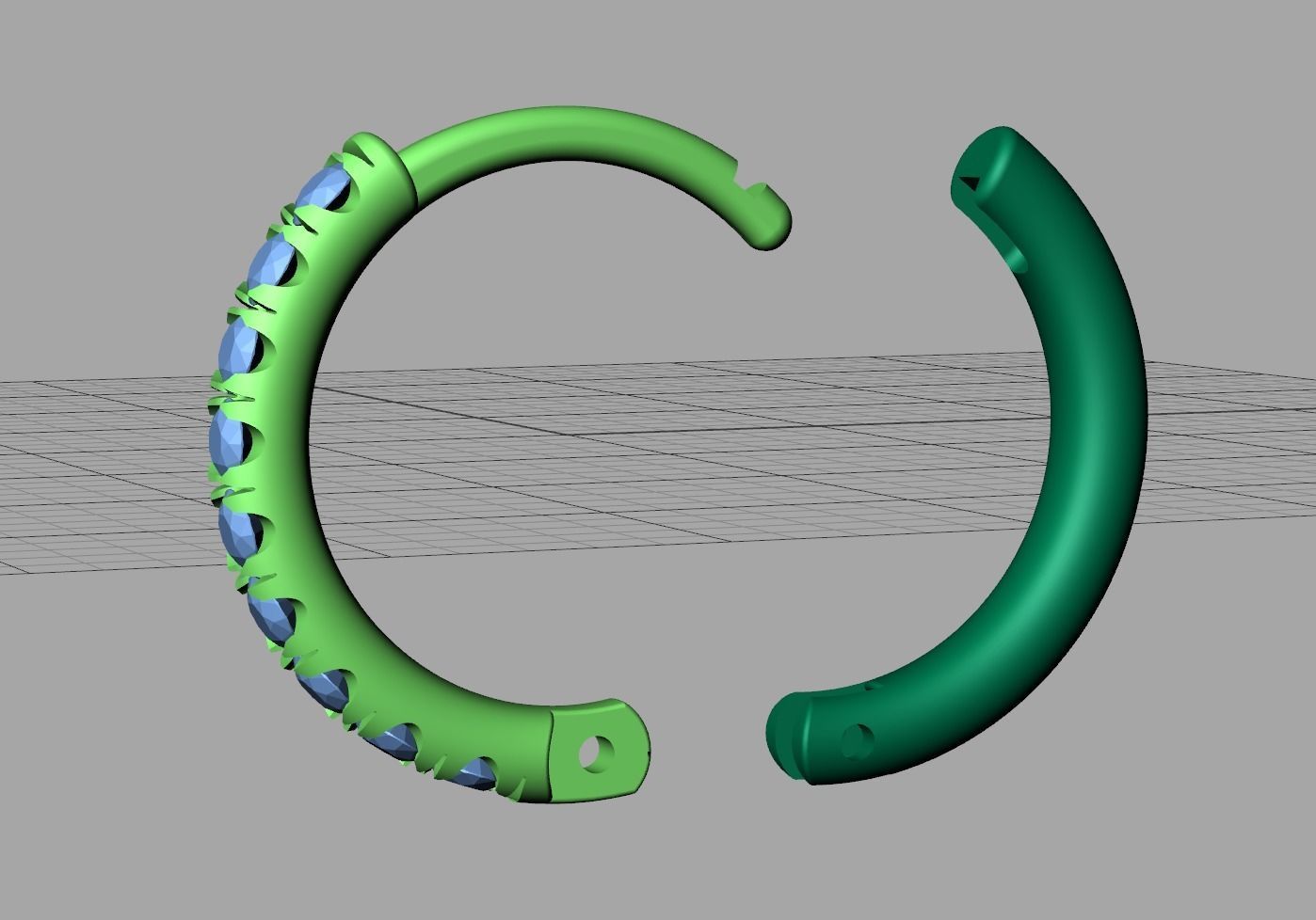 Hoop earrings French Pave setting 3dmodel 3D print model_12