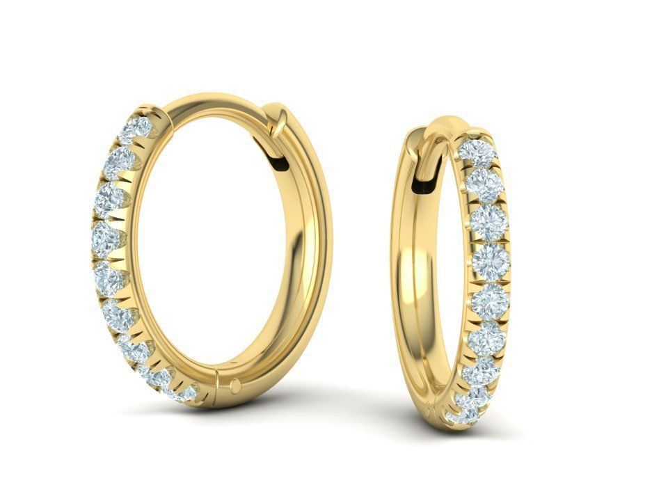 Hoop earrings French Pave setting 3dmodel 3D print model_7
