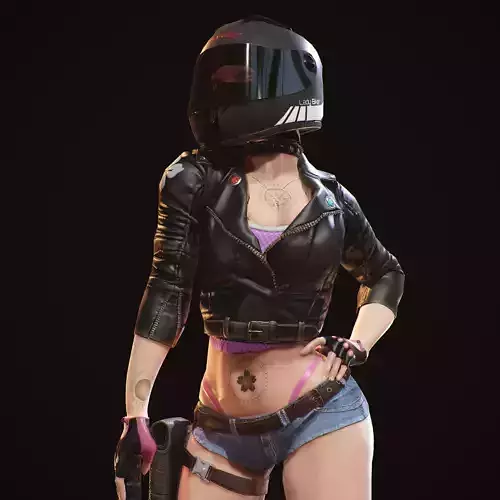 Lady Biker Low-poly 3D model