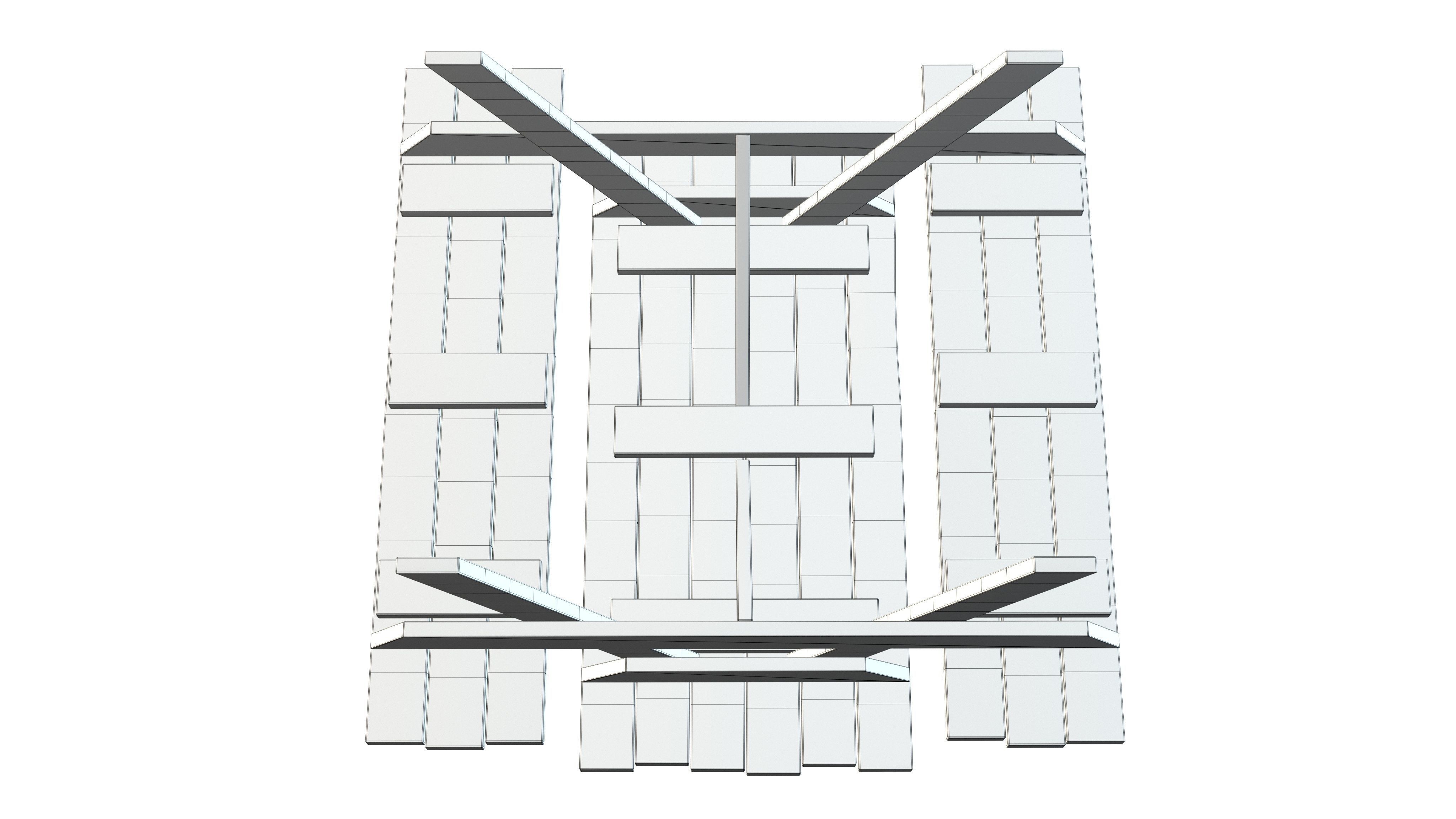 Picnic Table Low-poly 3D model_9