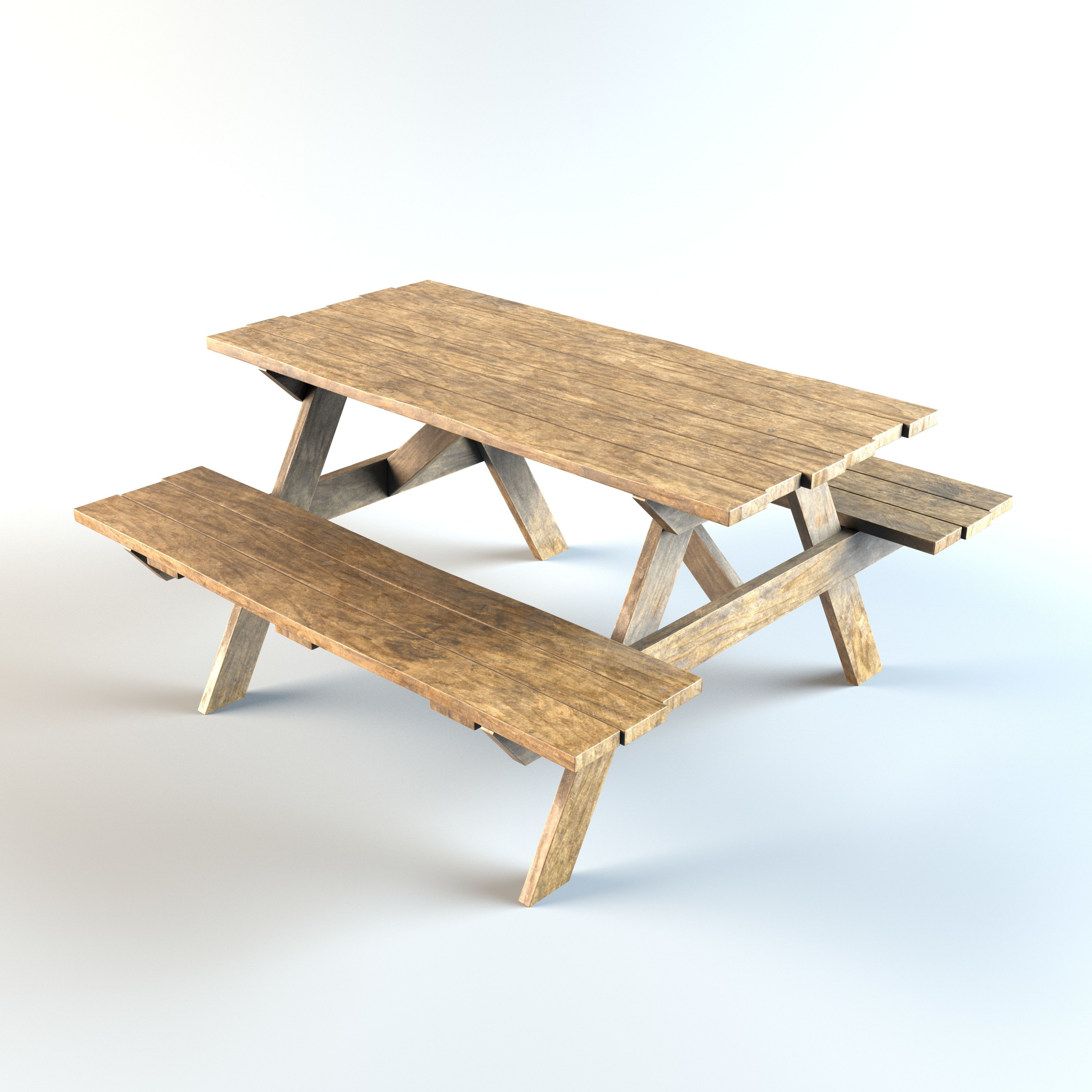 Picnic Table Low-poly 3D model_1