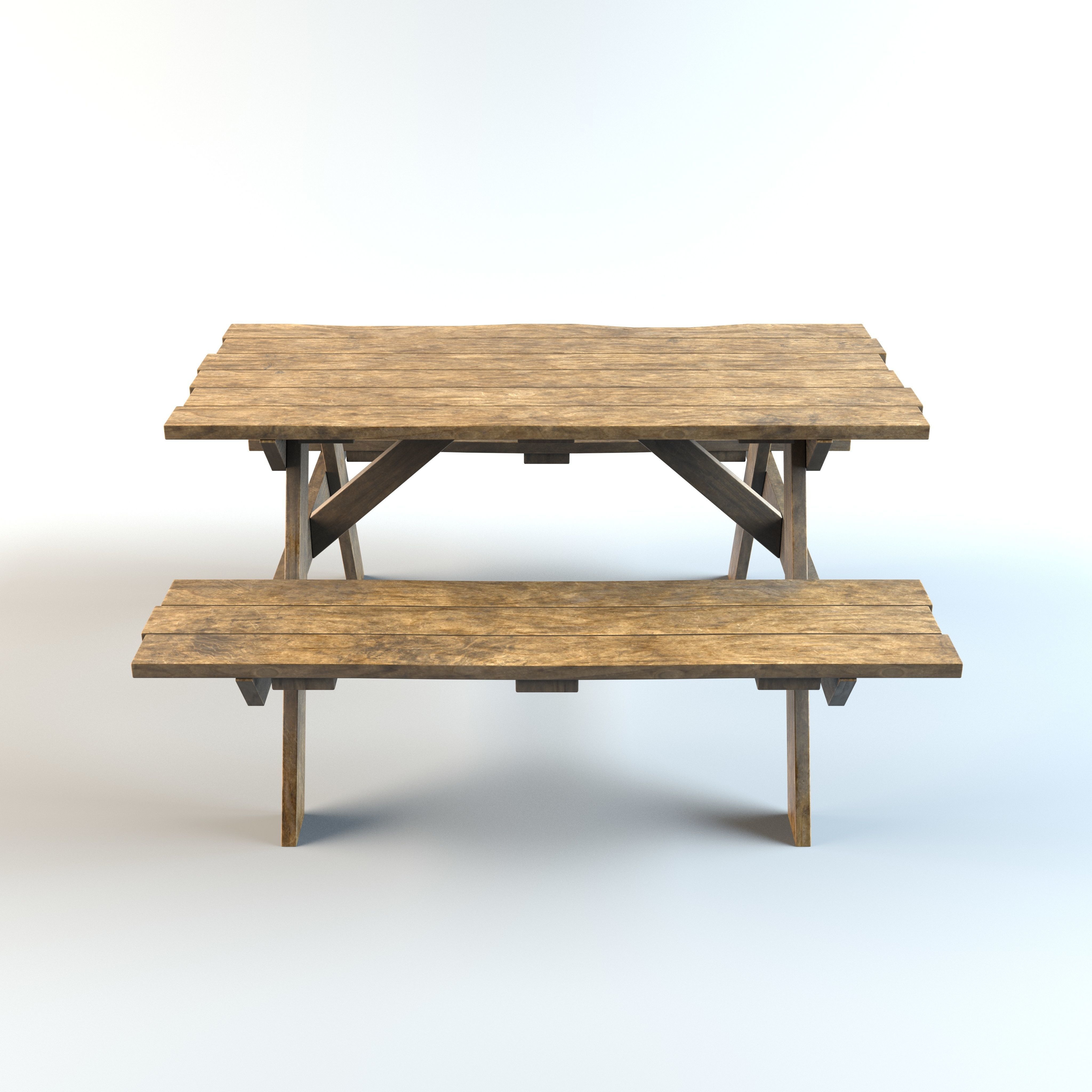 Picnic Table Low-poly 3D model_2